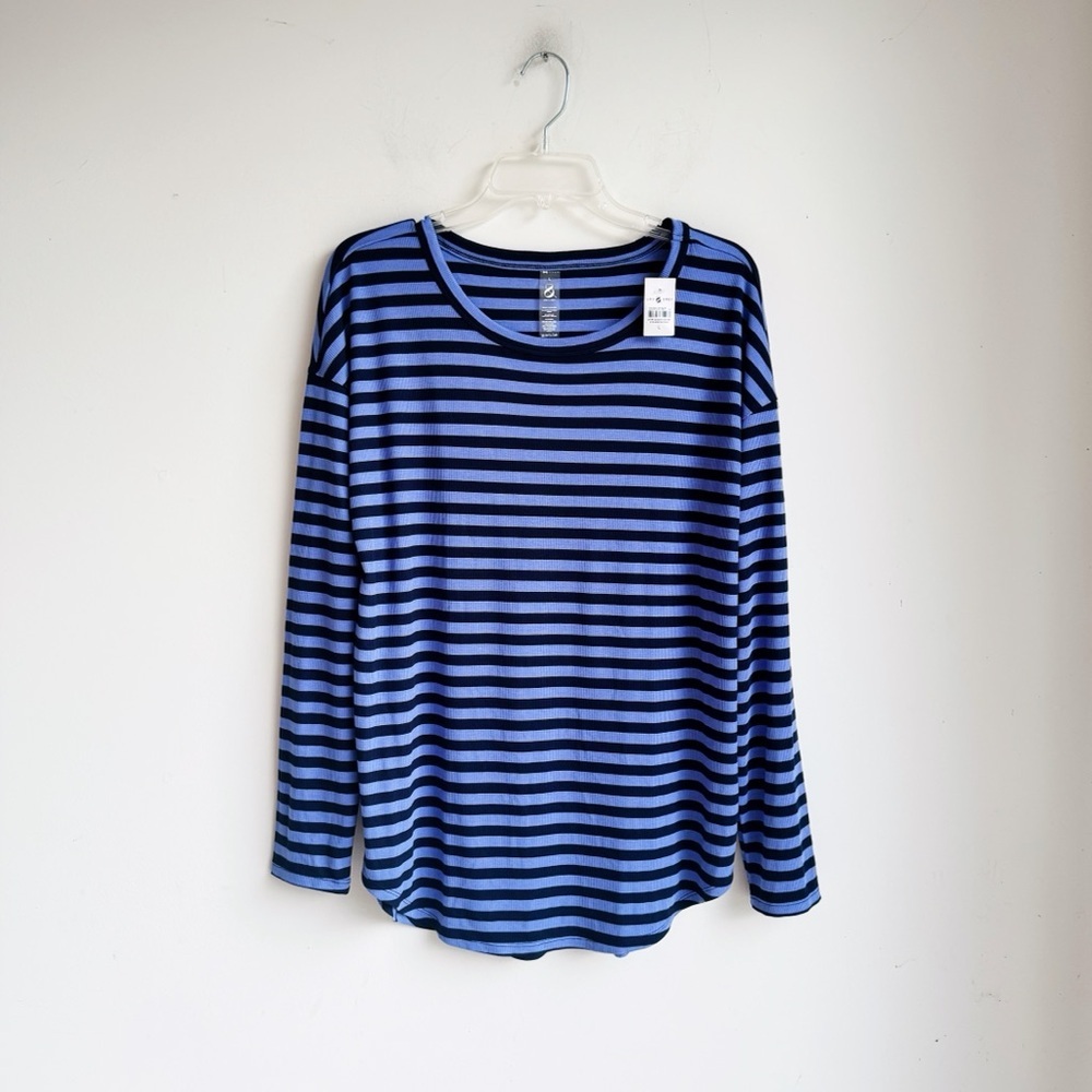 NWT Lou & Grey Blue Striped Soft Knit Top | Large